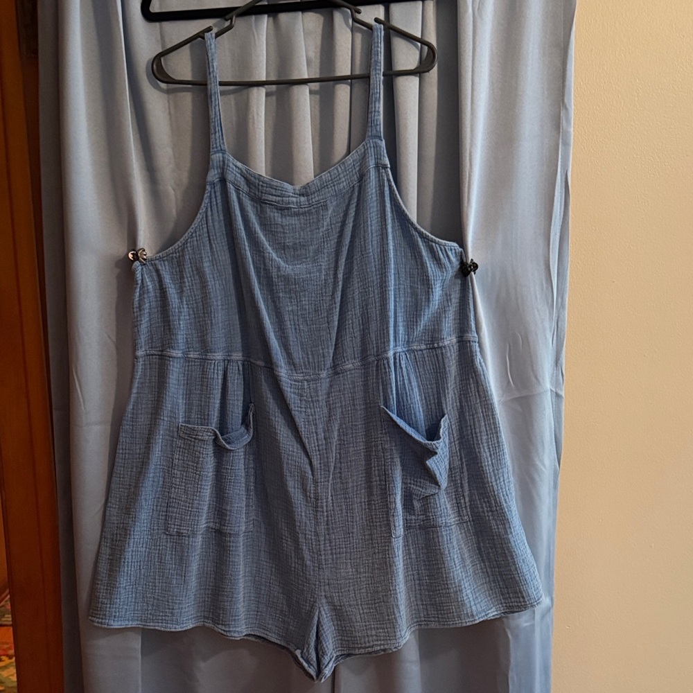 Blue Sleeveless Romper